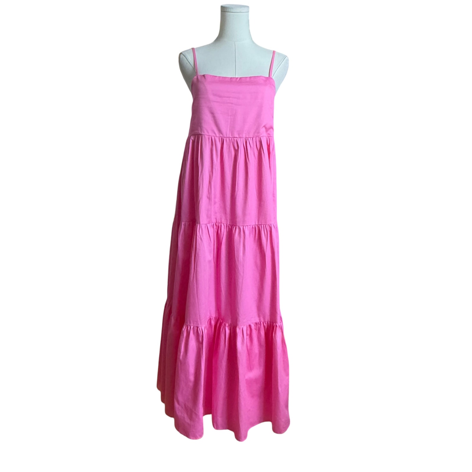 Charlie Holiday Isabella Maxi Dress Pink Cotton Tiered Nwt 2 Pullover Style — image 4 of 8